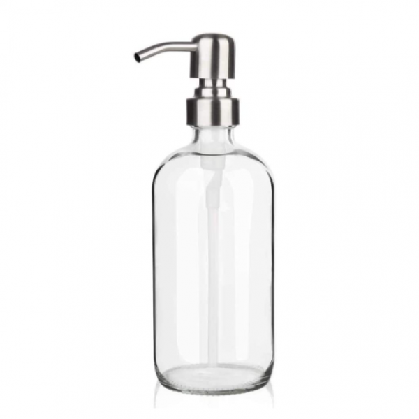 Stainless Steel Pump Hand Sanitizer Glass Bottle